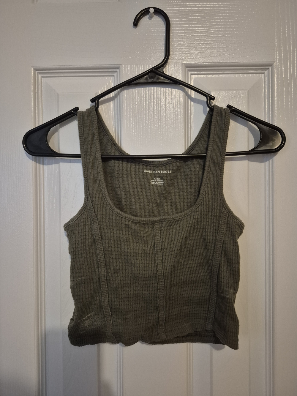 American Eagle Olive Green Ribbed Cropped Tank